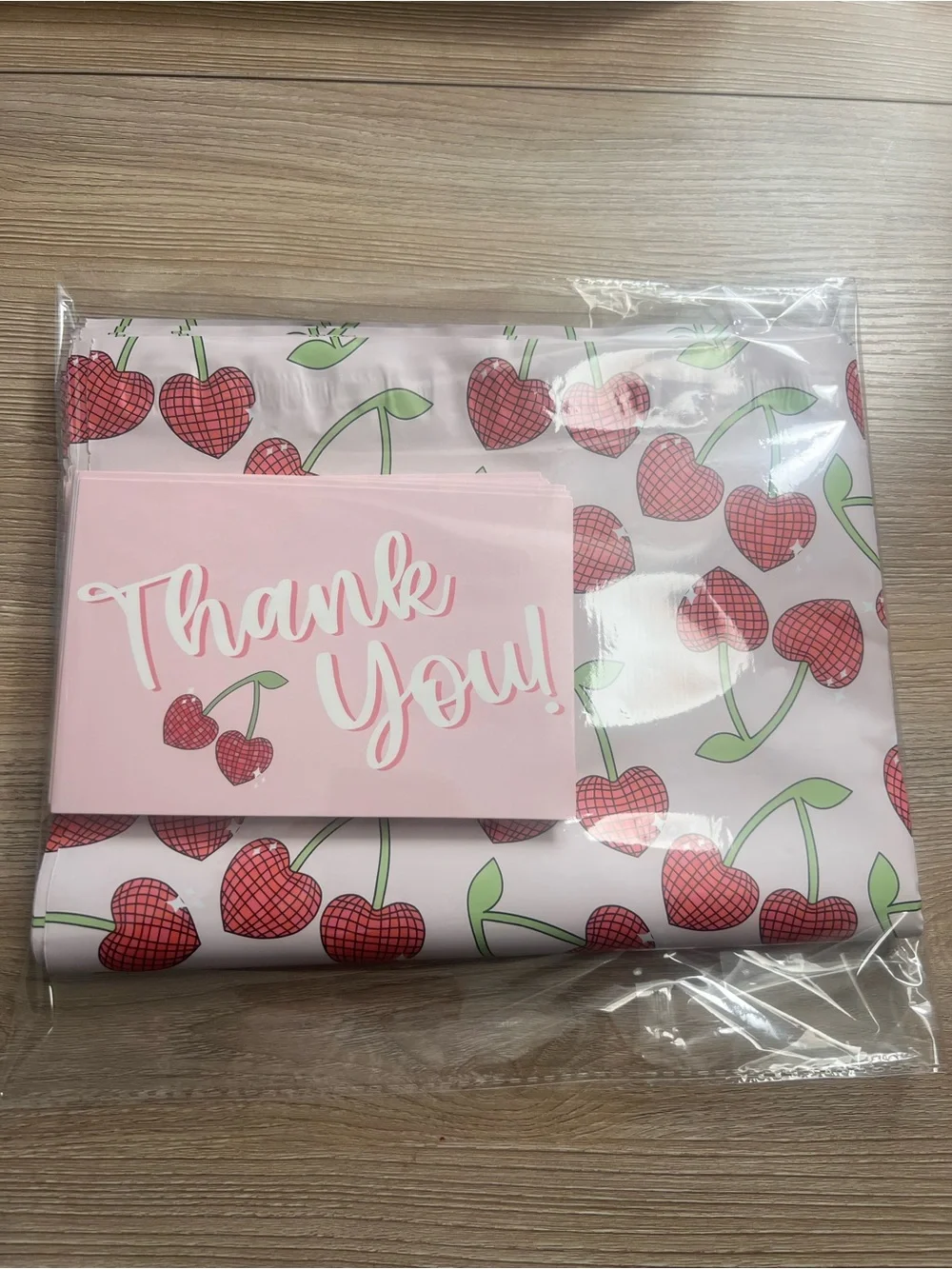 25 Cherry 10x13 Poly Mailers & 25 Thank You Cards 50PC Shipping Bundle